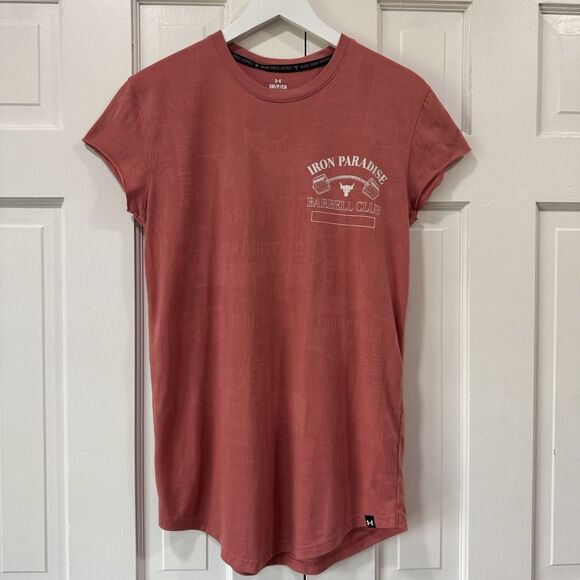Under Armour Project Rock Shirt Men Small Show Your Gym Iron Paradise Pink Coral - Picture 2 of 11